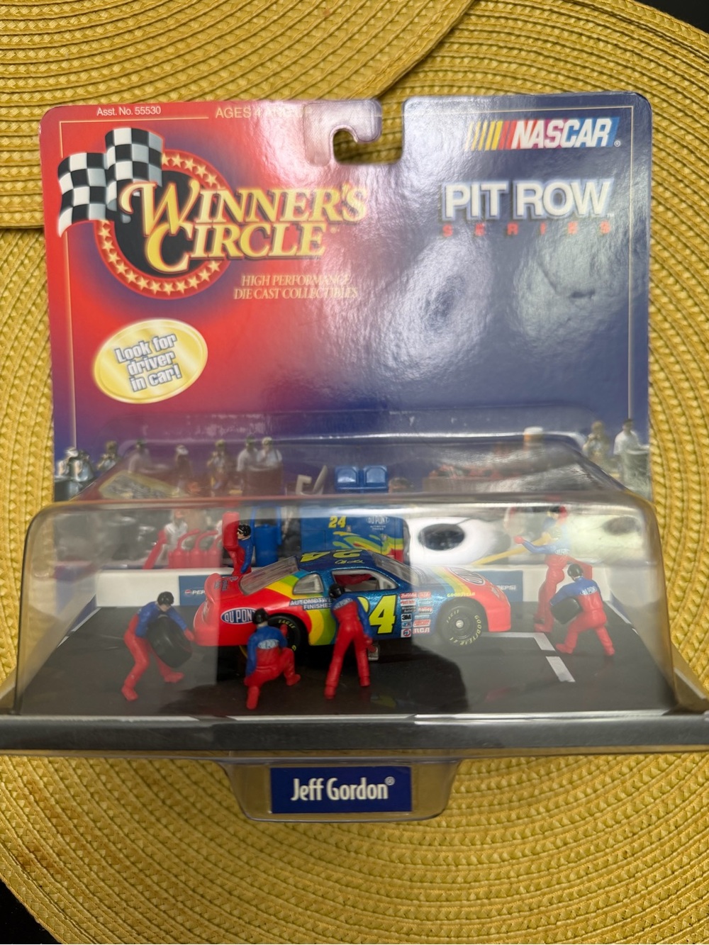 Jeff Gordon Pit Row Playset - Winner's Circle - Blue & Red Race Car